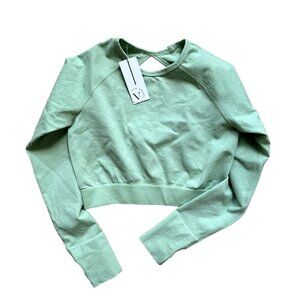 Vitae Apparel Recharge LS Crop Top Lime Green Women's Size: M